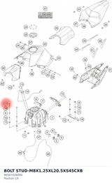 Diagram preview: BOLT STUD-M8X1.25XL20.5XS45CXB (90507028000)