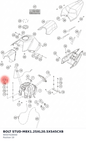 Diagram preview: BOLT STUD-M8X1.25XL20.5XS45CXB (90507028000)