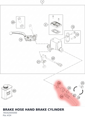 Diagram preview: BRAKE HOSE HAND BRAKE CYLINDER (76542005000)