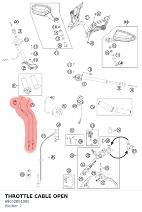 Diagram preview: THROTTLE CABLE OPEN (69002091000)