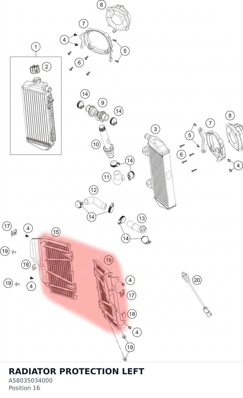 Diagram preview: RADIATOR PROTECTION LEFT (A58035034000)