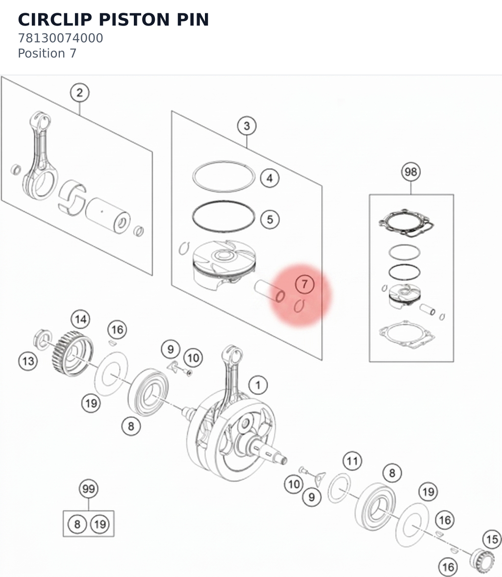 Diagram preview: CIRCLIP PISTON PIN (78130074000)
