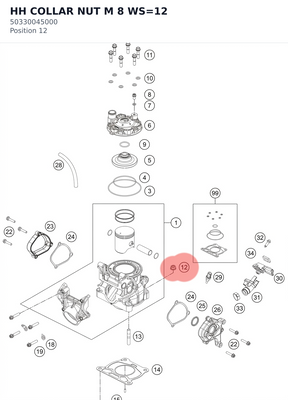 Diagram preview: HH COLLAR NUT M 8 WS=12 (50330045000)