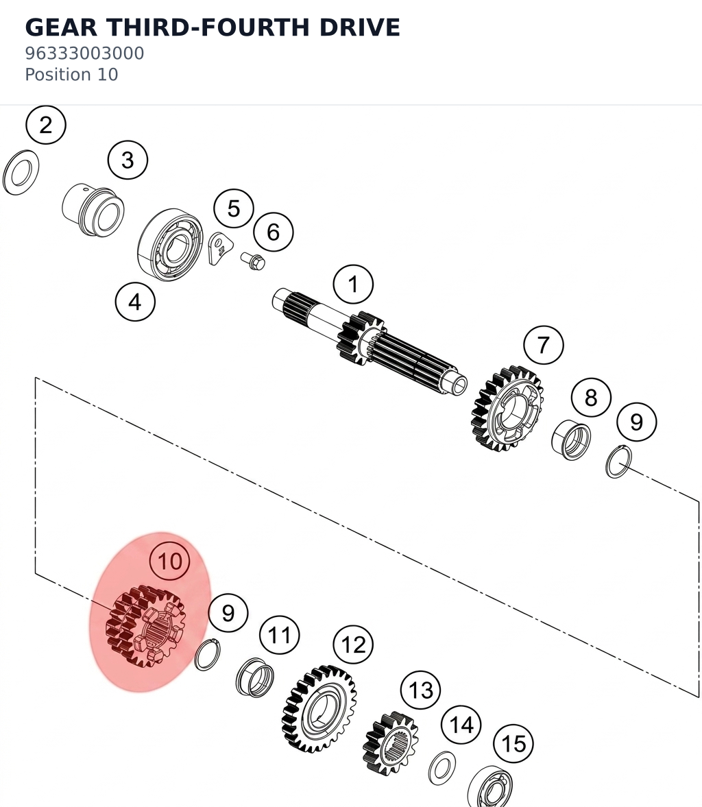 Diagram preview: GEAR THIRD-FOURTH DRIVE (96333003000)