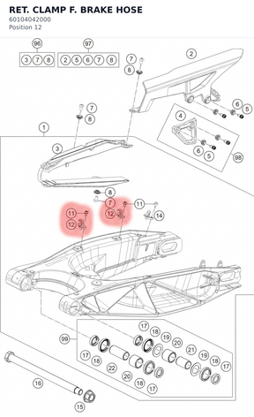 Diagram preview: RET. CLAMP F. BRAKE HOSE (60104042000)