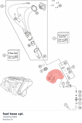 Diagram preview: fuel hose cpl. (79107017000)
