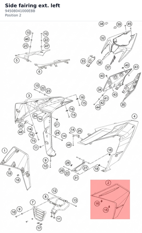 Diagram preview: Side fairing ext. left (94508041000EBB)
