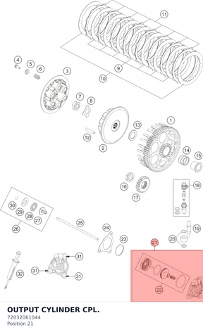 Diagram preview: OUTPUT CYLINDER CPL. (72032061044)