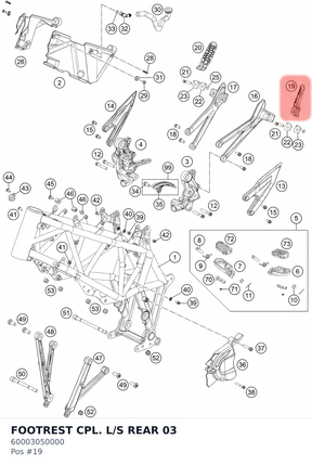 Diagram preview: FOOTREST CPL. L/S REAR 03 (60003050000)