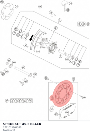 Diagram preview: SPROCKET 45-T BLACK (7771015104530)