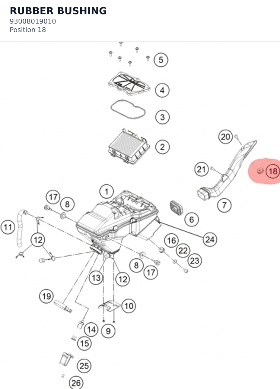 Diagram preview: RUBBER BUSHING (93008019010)