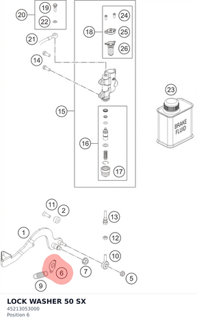 Diagram preview: LOCK WASHER 50 SX (45213053000)
