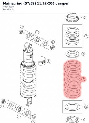 Diagram preview: Mainspring (57/59) 11,72-200 damper (46148200)