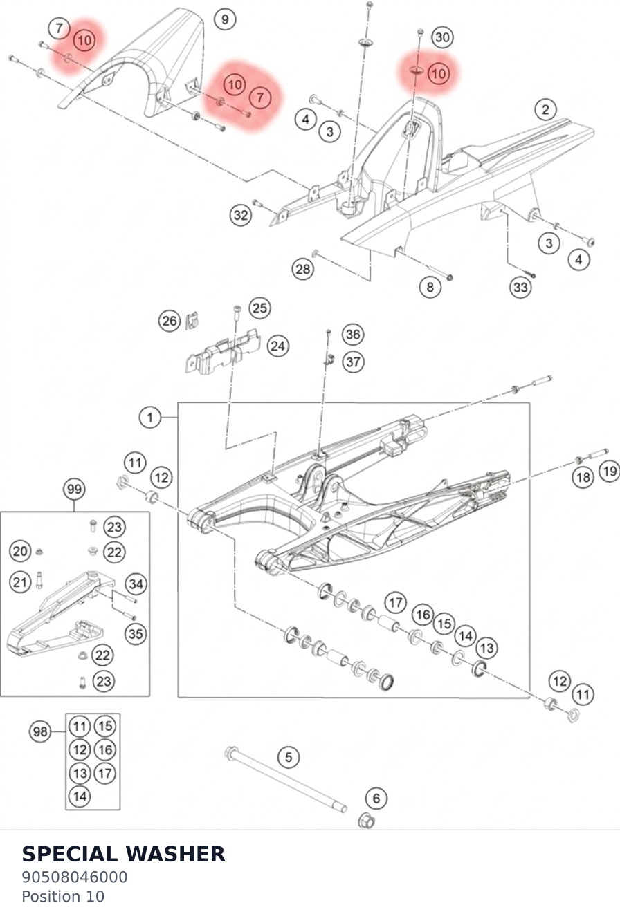 Diagram preview: SPECIAL WASHER (90508046000)