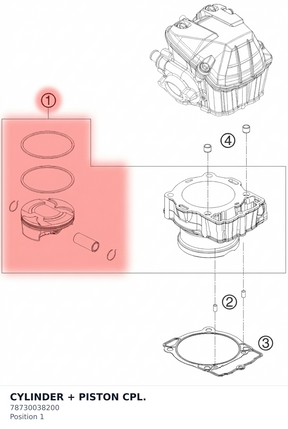 Diagram preview: CYLINDER + PISTON CPL. (78730038200)