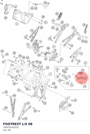Diagram preview: FOOTREST L/S                08 (78003040050)