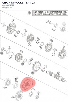 Diagram preview: CHAIN SPROCKET 17-T 03 (60033029017)