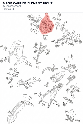 Diagram preview: MASK CARRIER ELEMENT RIGHT (A61008006000C1)