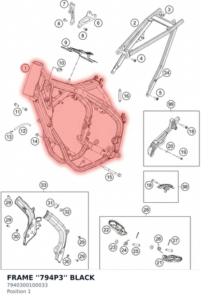 Diagram preview: FRAME ''794P3'' BLACK (7940300100033)