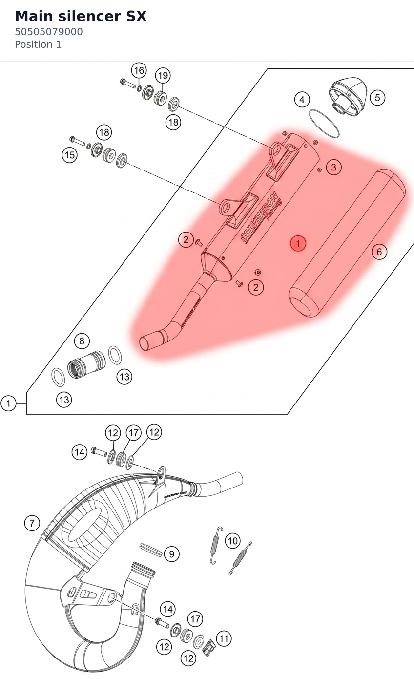 Diagram preview: Main silencer SX (50505079000)
