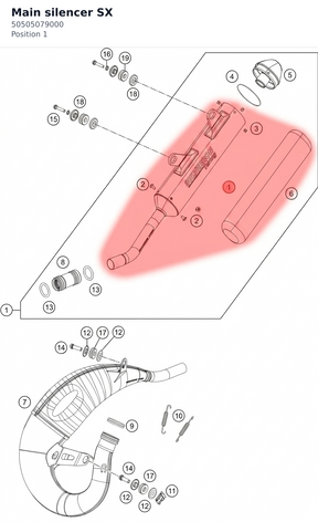 Diagram preview: Main silencer SX (50505079000)
