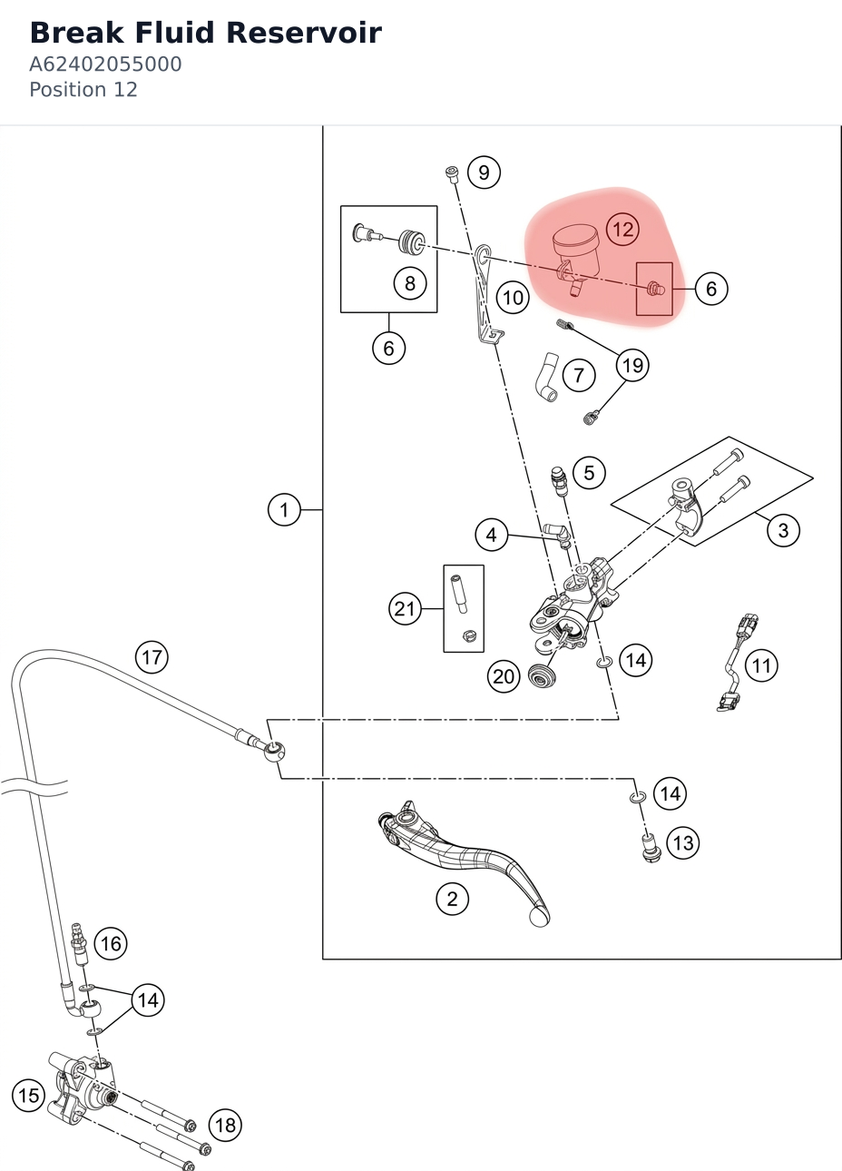 Diagram preview: Break Fluid Reservoir (A62402055000)