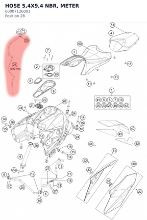 Diagram preview: HOSE 5,4X9,4 NBR, METER (60007126001)