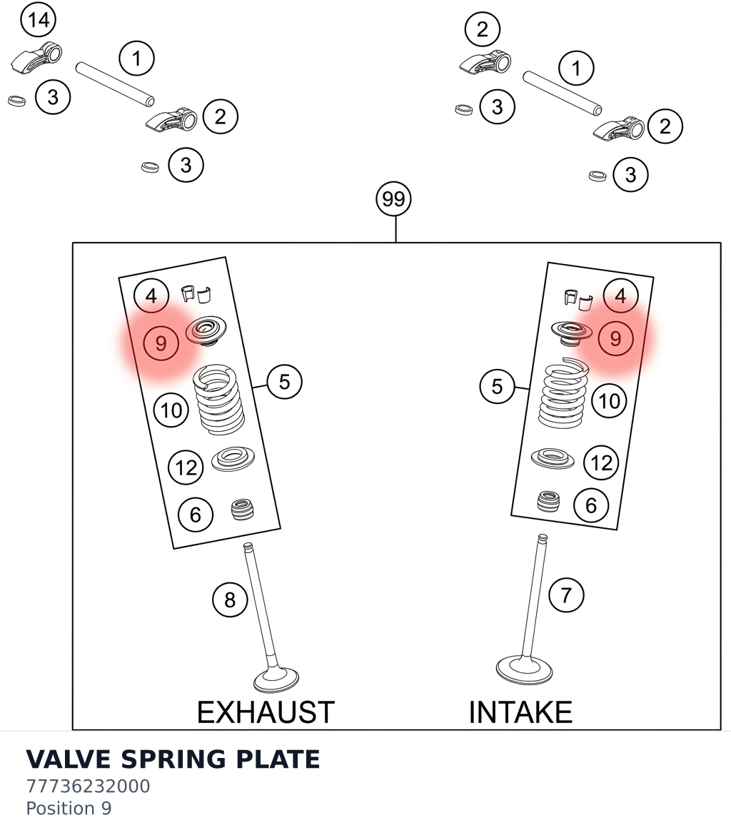 Diagram preview: VALVE SPRING PLATE (77736232000)