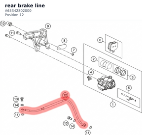 Diagram preview: rear brake line (A65342802000)