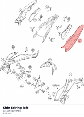 Diagram preview: Side fairing left (63508041000ABD)