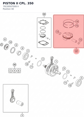 Diagram preview: PISTON II CPL. 350 (79230507000 II)