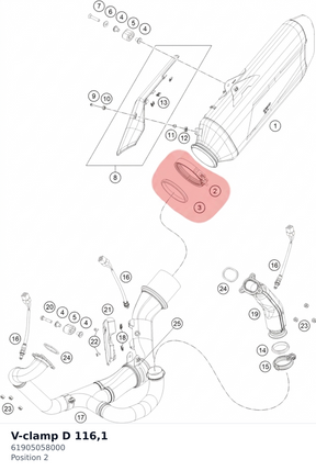 Diagram preview: V-clamp D 116,1 (61905058000)