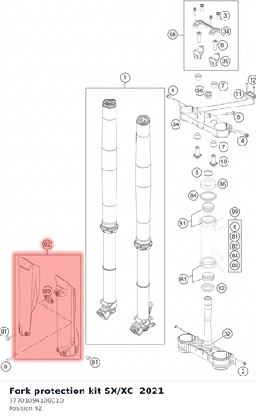 Diagram preview: Fork protection kit SX/XC  2021 (77701094100C1D)