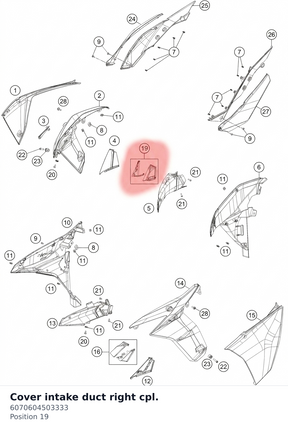Diagram preview: Cover intake duct right cpl. (6070604503333)