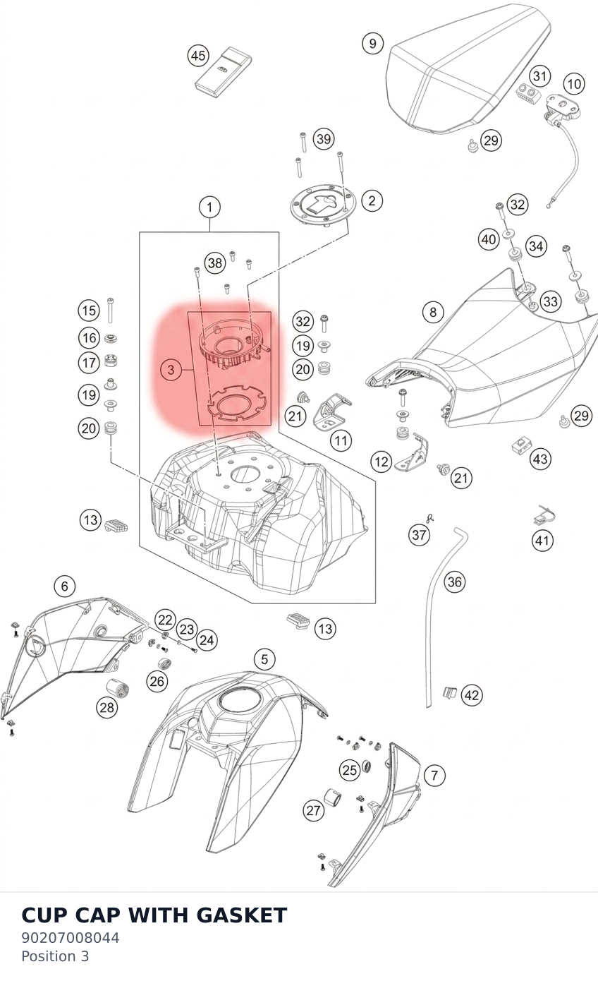 Diagram preview: CUP CAP WITH GASKET (90207008044)
