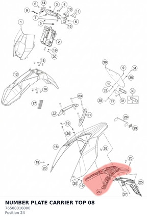 Diagram preview: NUMBER PLATE CARRIER TOP    08 (76508016000)