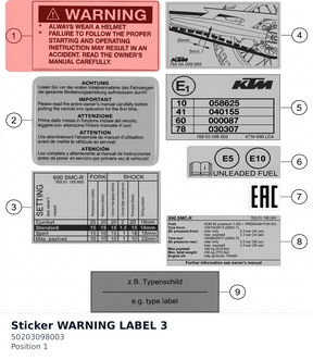 Diagram preview: Sticker  WARNING LABEL 3 (50203098003)