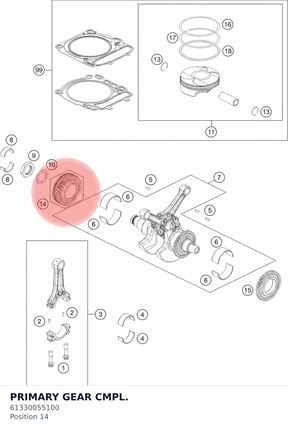Diagram preview: PRIMARY GEAR CMPL. (61330055100)