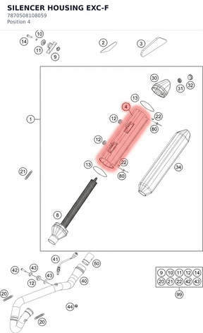 Diagram preview: SILENCER HOUSING EXC-F (7870508108059)