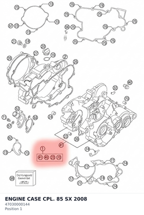Diagram preview: ENGINE CASE CPL. 85 SX    2008 (47030000144)
