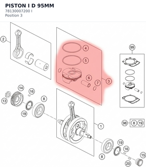 Diagram preview: PISTON I D 95MM (78130007200 I)