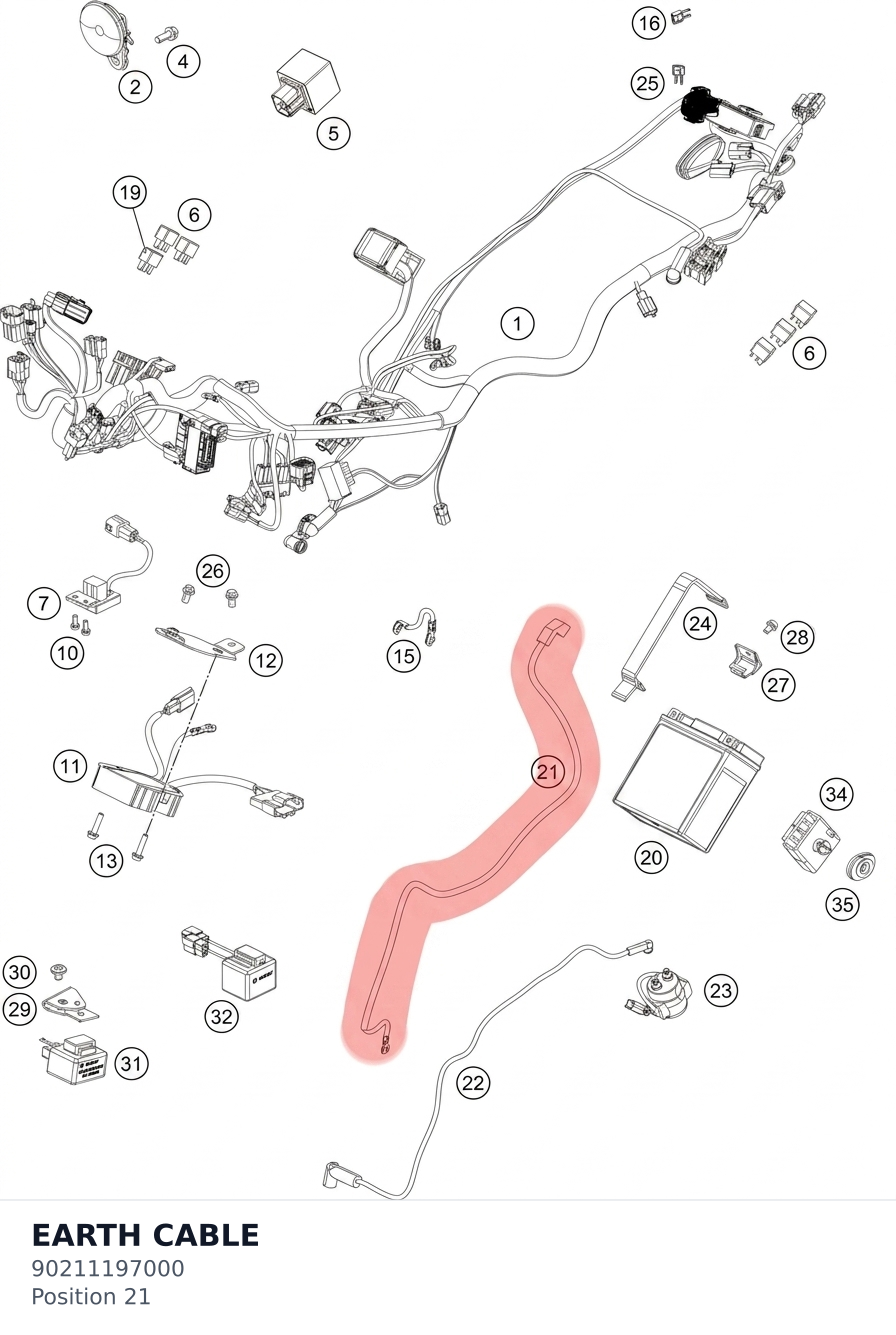 Diagram preview: EARTH CABLE (90211197000)