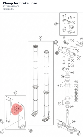 Diagram preview: Clamp for brake hose (77701085100C1)