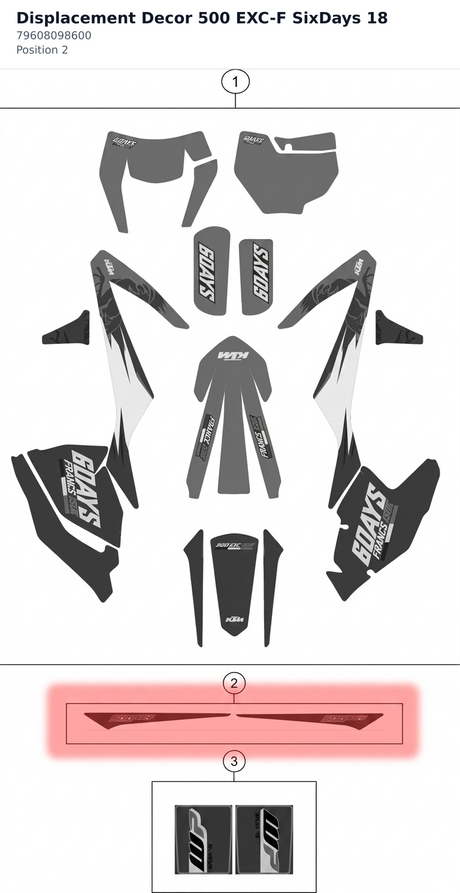 Diagram preview: Displacement Decor 500 EXC-F SixDays 18 (79608098600)