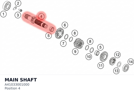 Diagram preview: MAIN SHAFT (A41033001000)