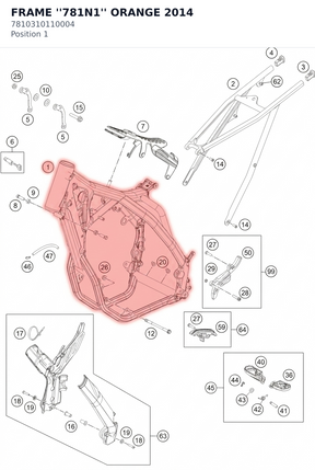 Diagram preview: FRAME ''781N1'' ORANGE     2014 (7810310110004)