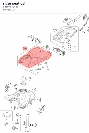 Diagram preview: rider seat cpl. (64107040000)
