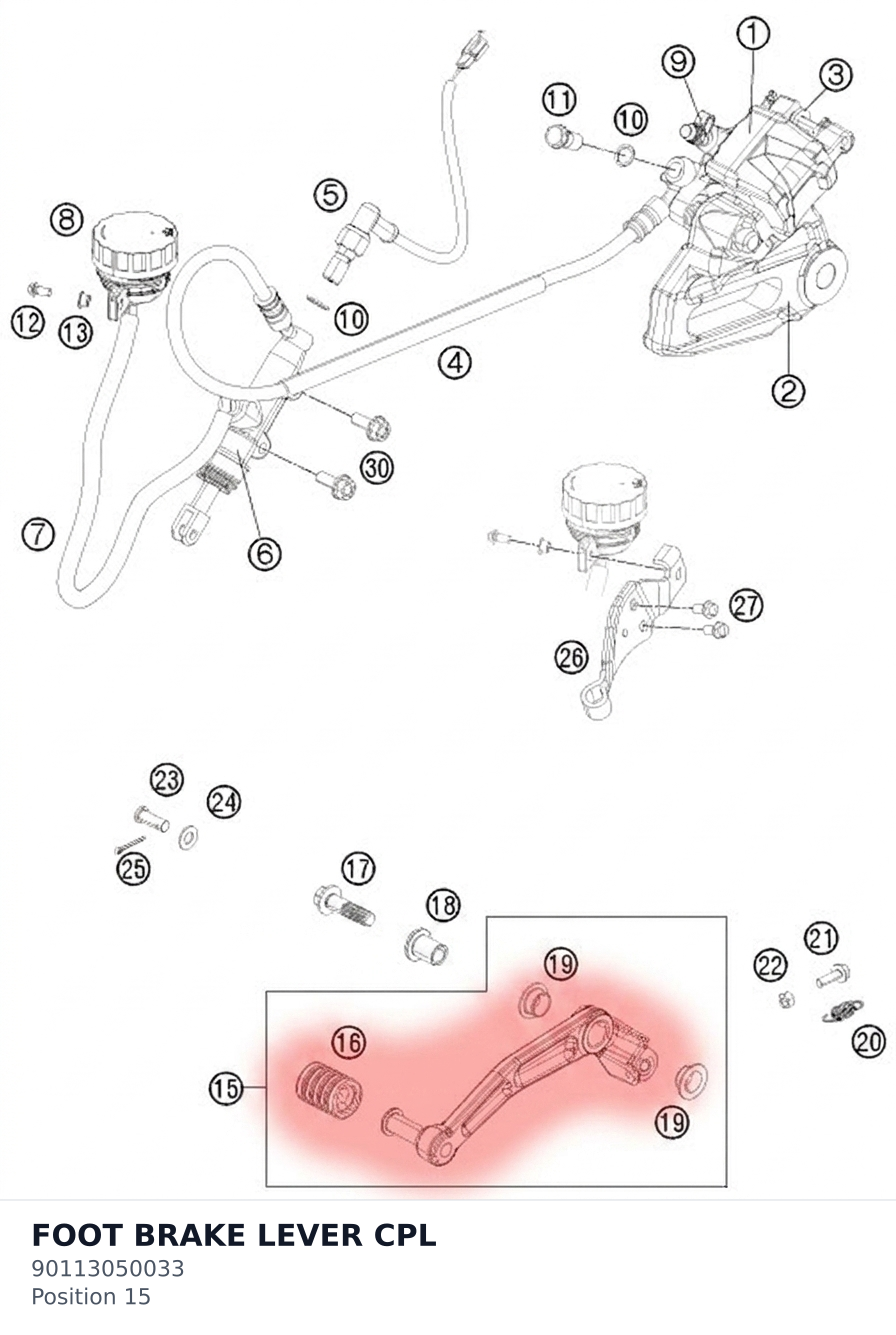 Diagram preview: FOOT BRAKE LEVER CPL (90113050033)