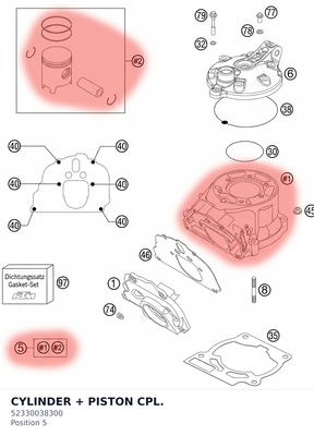 Diagram preview: CYLINDER + PISTON CPL. (52330038300)
