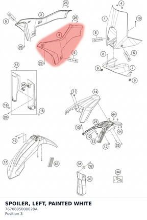 Diagram preview: SPOILER, LEFT, PAINTED WHITE (7670805000028A)
